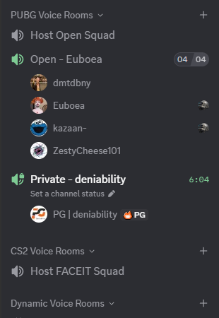 Private and Open Squad Rooms